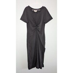 L*SPACE Everyday Twist Front Midi Drew Dress Size XLarge Black Short Sleeve NWT